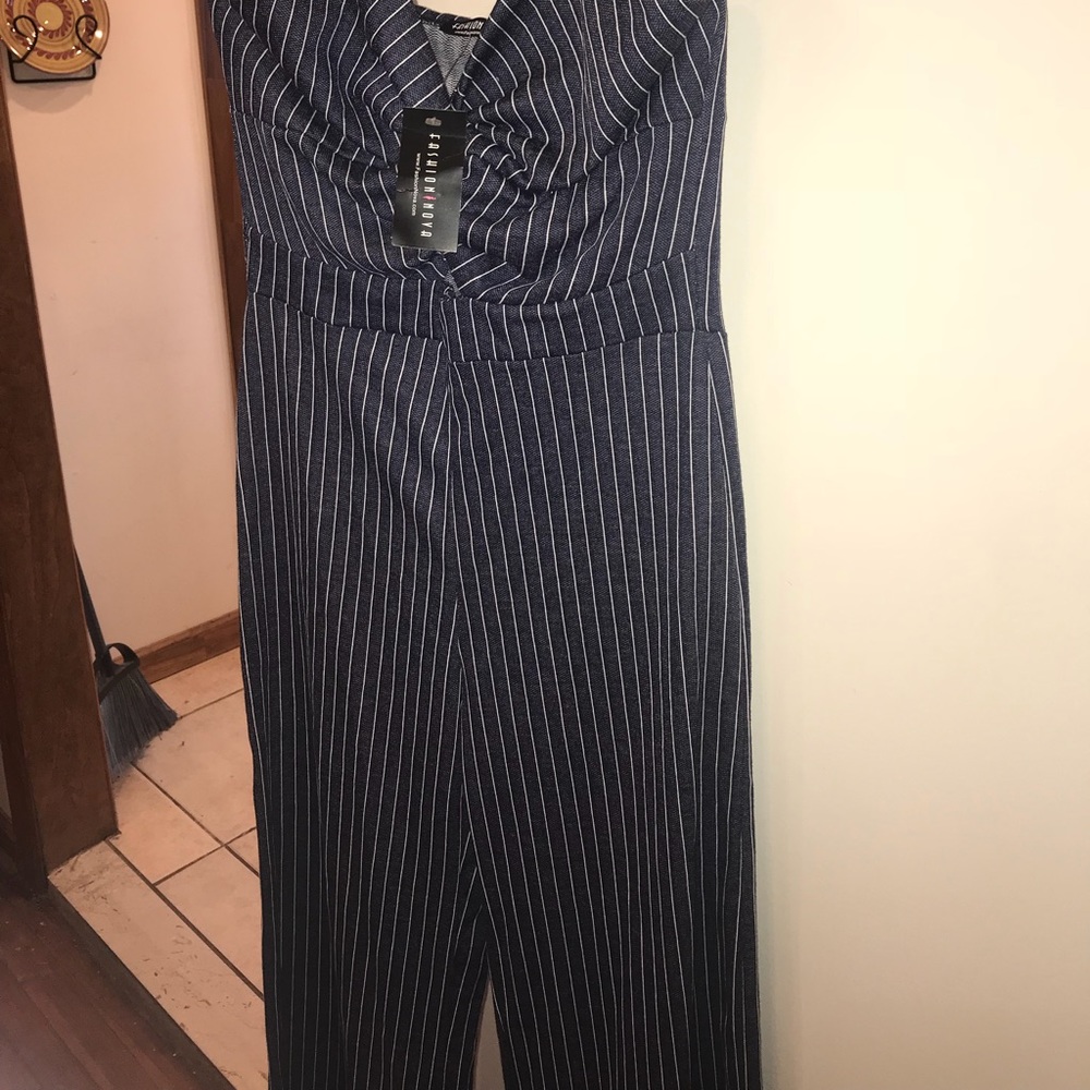 Blue and White sexy jumpsuit